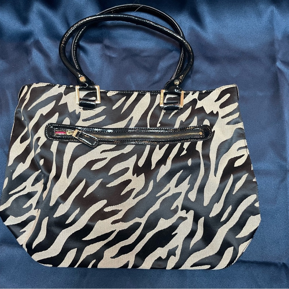 Anne Klein Black and White Zebra Tote